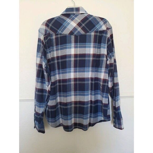 Lucky Brand Saturday Stretch Long Sleeve Western Shirt Mens XL Pearl Snap Button - Picture 15 of 16